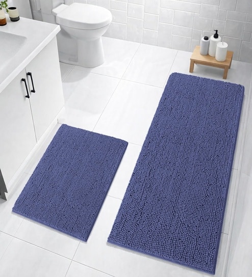 Navy Microfibre 18x30 Inches Lightweight Bath Mat