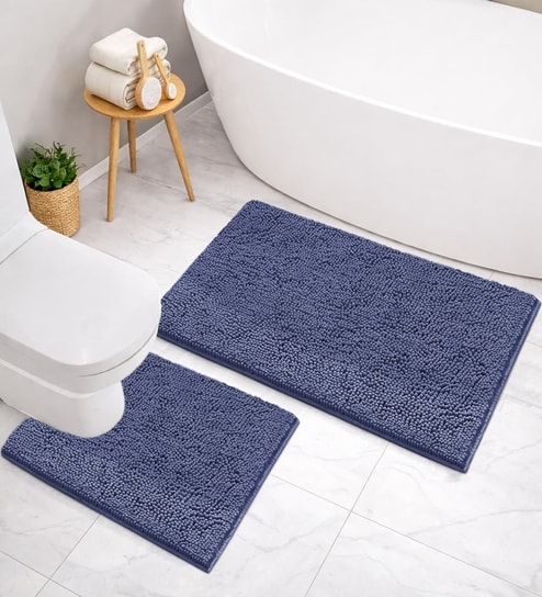 Navy Microfibre 18x30 Inches Lightweight Bath Mat