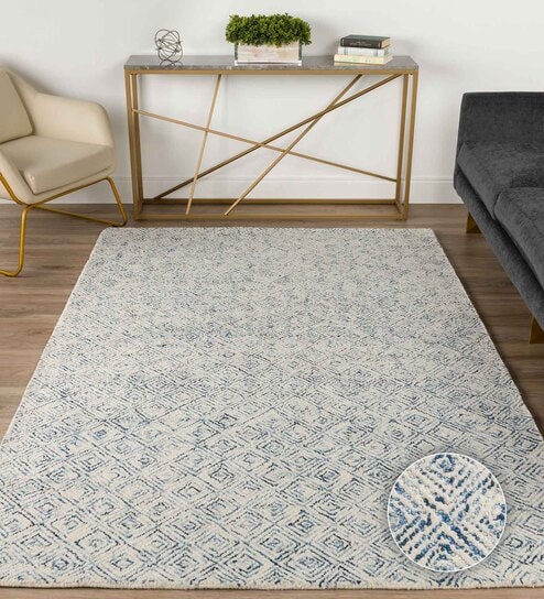 Navy Wool Abstract 10' x 8' Hand tufted Carpet By Kaleen India