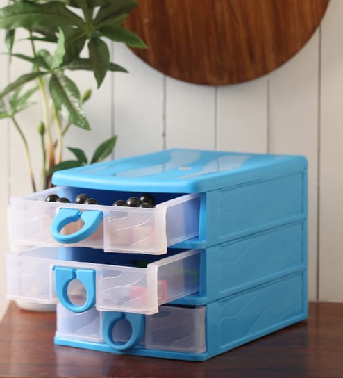 Buy Nayasa Plastic Blue 3 Tier Drawers Online Plastic Storage