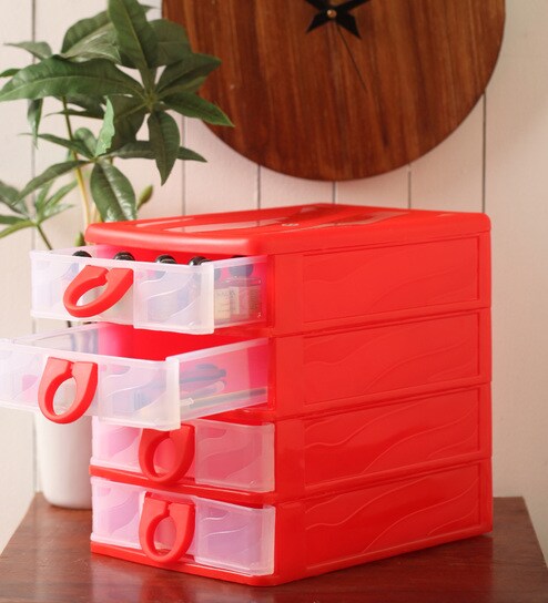 Buy Nayasa Plastic Red 4 Drawer Rack Online Plastic Storage