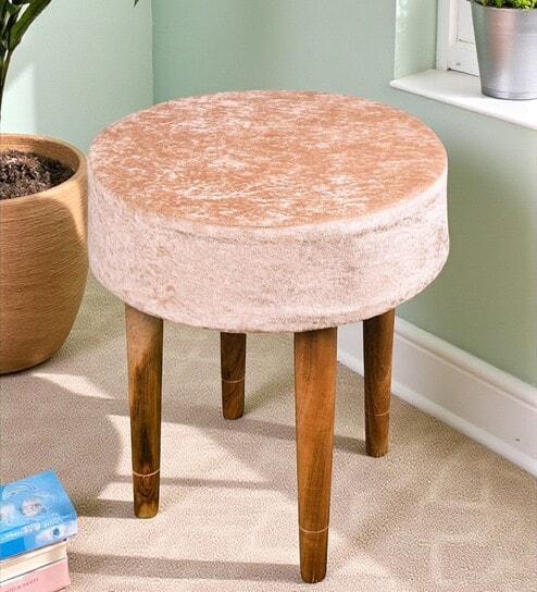 Nayla Stool In Beige Sparkle Colour