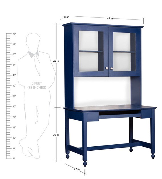 Buy Nautical Theme Desk with Hutch in Navy Blue Finish by Pink