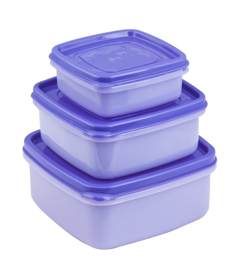 Buy Nayasa Easy Plastic Containers Set Of 3Blue Online Airtight