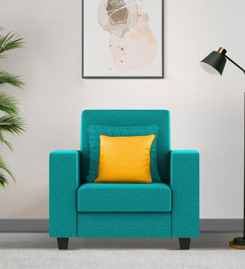 Buy Nabi Fabric 1 Seater Sofa in Sea Green Colour by Febonic Online