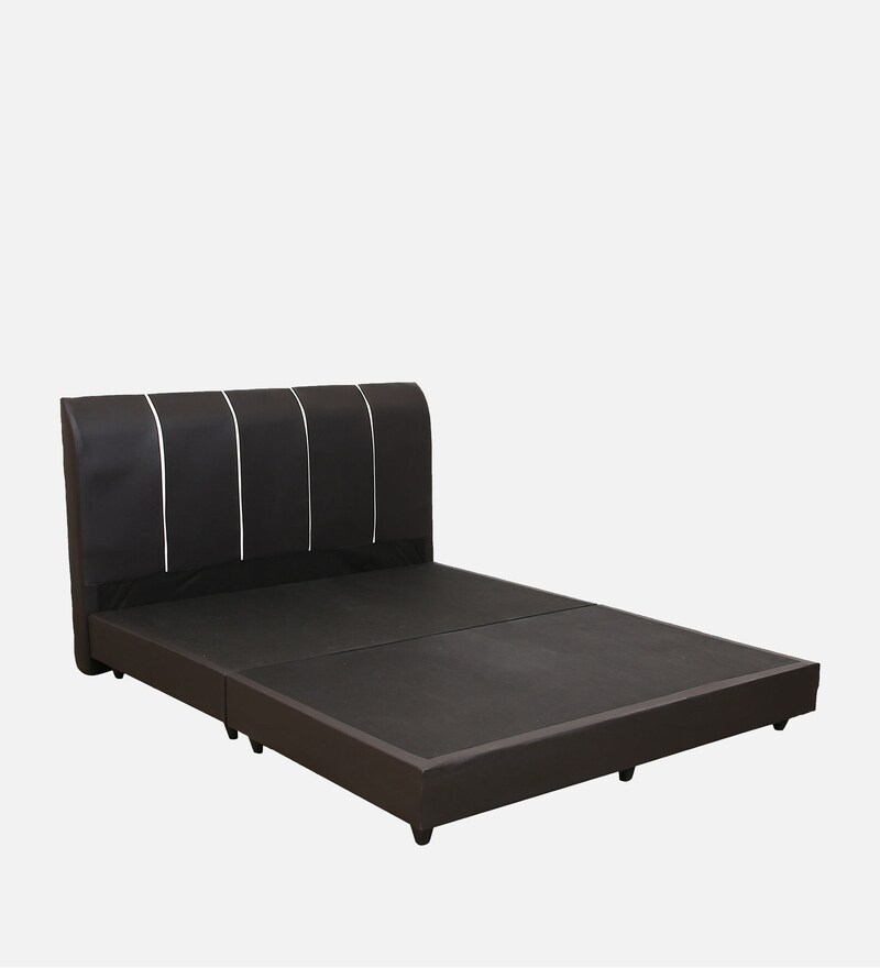 Buy Nanako Upholstered Queen Size Bed in Dark Brown Finish Online