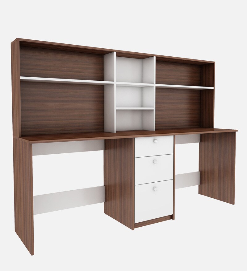 Buy Natsu Hutch Desk in Walnut And Frosty White Finish by Woodbuzz
