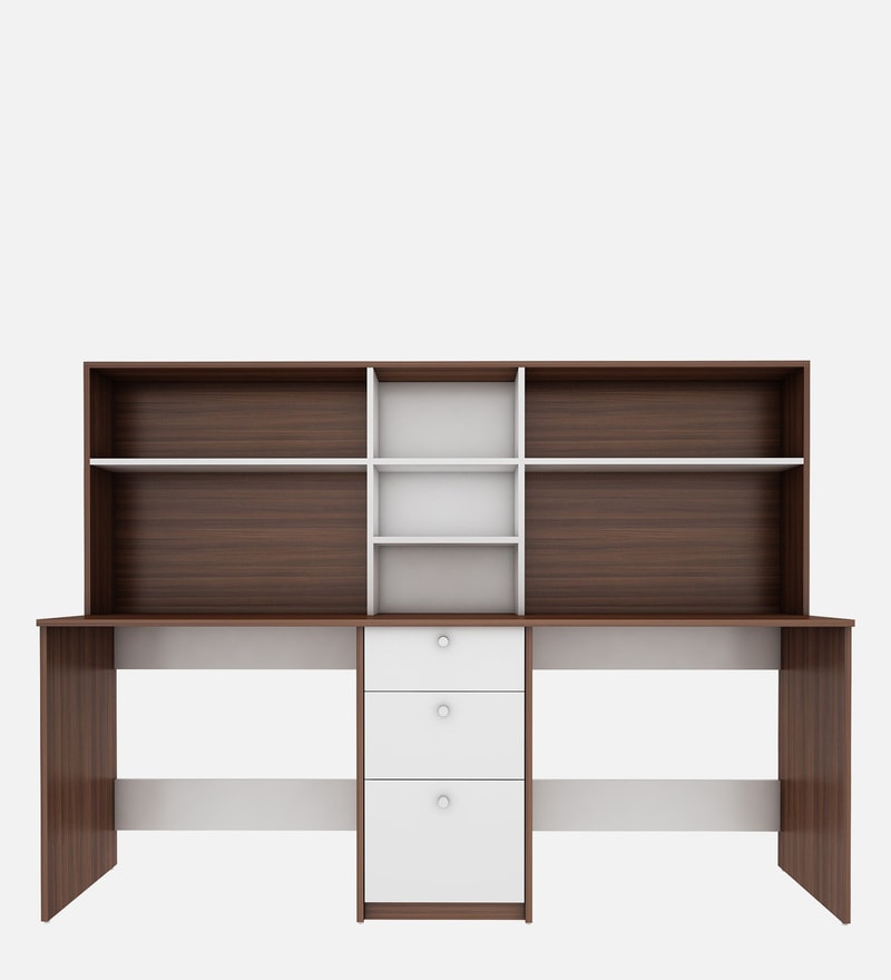 Buy Natsu Hutch Desk in Walnut And Frosty White Finish by Woodbuzz