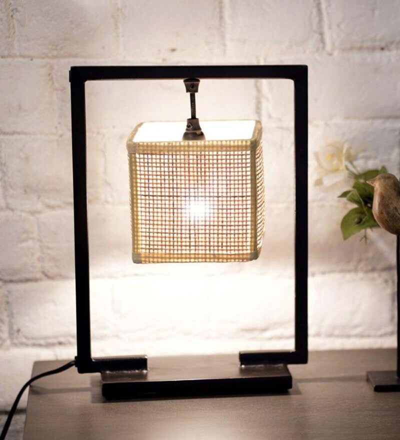 Buy Natural Cane Shade Table Lamp With Black Base by DISTRICT18 Online