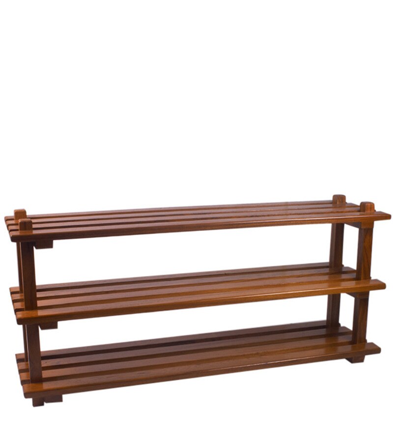 Buy Natural Teak Shoe Rack in Teak Natural finish by RYC Furniture Online Solid Wood Shoe