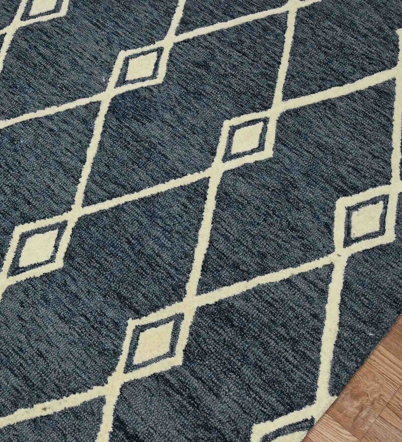 Buy Navy Woolcotton Vista 4x6 Feet HandTufted Carpet by Saraswati Global Online 4 ft x 6 ft