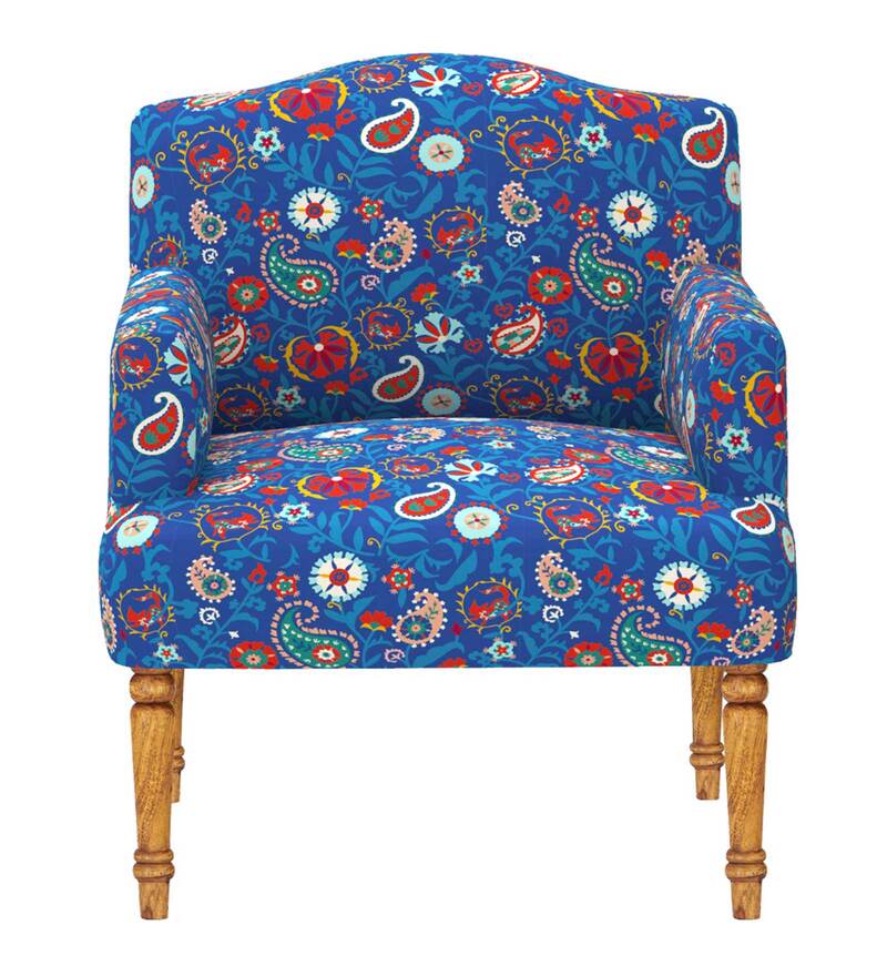 Buy Nawaab Arm Chair in India Paisleys Blue Print by Chumbak Online