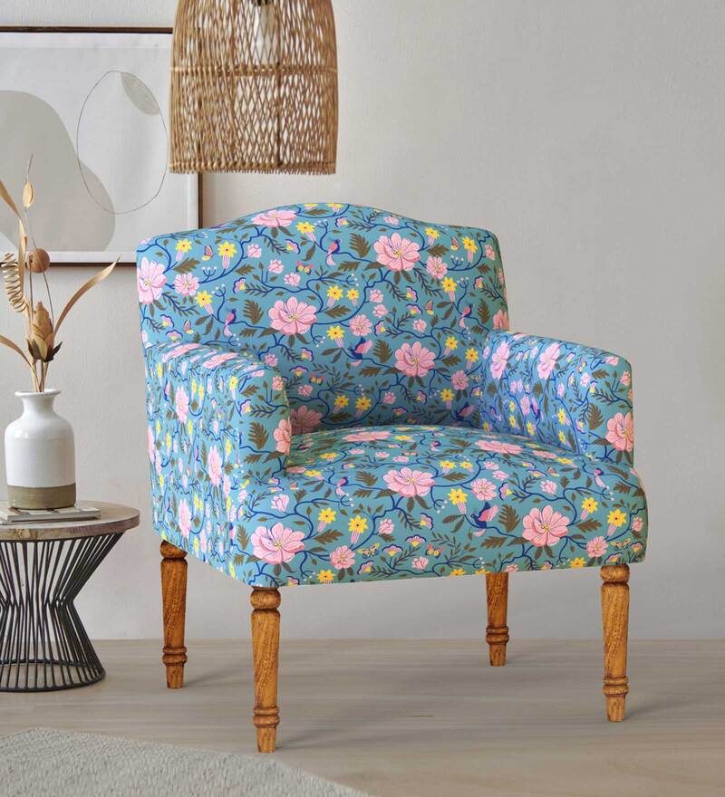 teal print chair