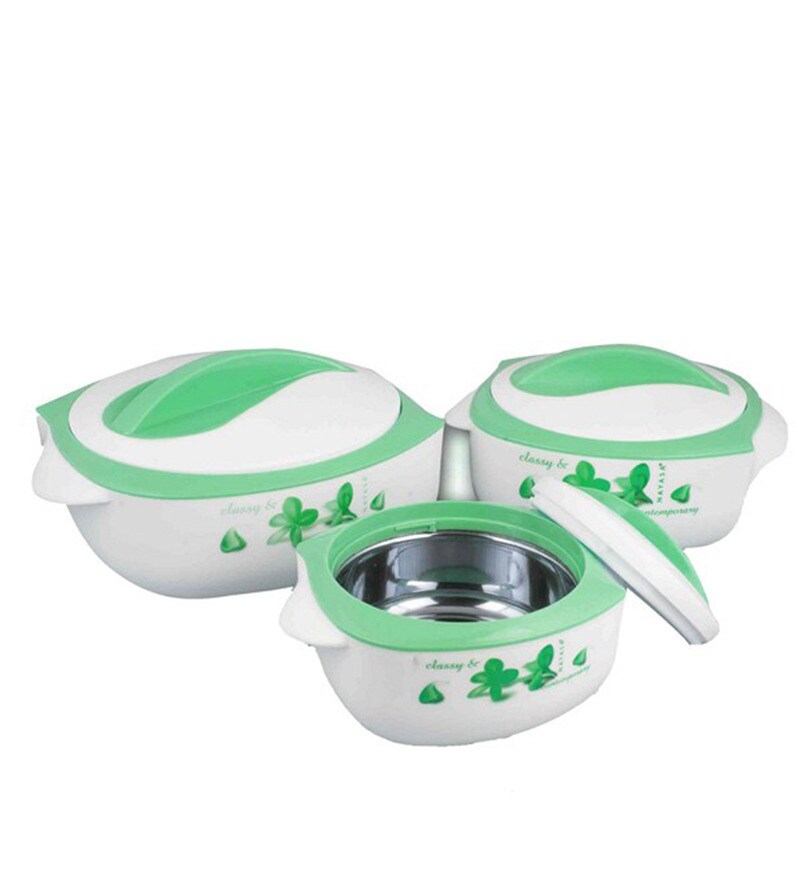 Buy Nayasa 3 Pcs Floral Desire Green Coloured Casserole Set Online