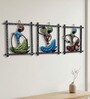 Multicolor Metal Nagpuri Musicians Frame Wall Hanging Set Of 3