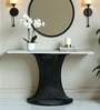 Naldo Metal Console Table In Black Finish With Porcelain Top