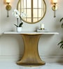 Naldo Metal Console Table In Gold Finish With Porcelain Top