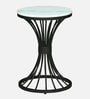 Naldo White Porcelain Top End Table With Black Finish