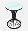 Naldo White Porcelain Top End Table With Black Finish