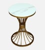 Naldo White Porcelain Top End Table With Gold Finish