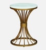 Naldo White Porcelain Top End Table With Gold Finish