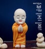 Namaste Monk Marble Orange Religious Idol