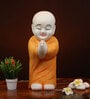 Namaste Monk Marble Orange Religious Idol