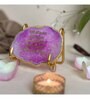 Namokar Mantra Metal Holder with Pink Agate