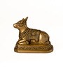 Nandi Sitting on Base  Brass Small Idol Gold Finish