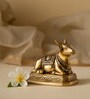 Nandi Sitting on Base  Brass Small Idol Gold Finish