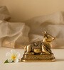Nandi Sitting on Base  Brass Small Idol Gold Finish