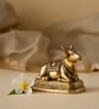 Nandi Sitting on Base  Brass Small Idol Gold Finish