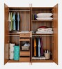 Naples 4 Door Wardrobe In Brown Colour