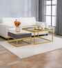 Naples Italian Glass & Stone Top Nesting Coffee Table Set of 2 In Gold Finish