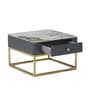 Naples Italian Glass & Stone Top Nesting Coffee Table Set of 2 In Gold Finish