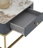 Naples Italian Glass & Stone Top Nesting Coffee Table Set of 2 In Gold Finish