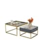 Naples Italian Glass & Stone Top Nesting Coffee Table Set of 2 In Gold Finish