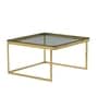 Naples Italian Glass & Stone Top Nesting Coffee Table Set of 2 In Gold Finish