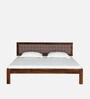 Naples Sheesham Wood Queen Size Bed In Provincial Teak Finish With Padded Headrest Naples Sheesham Wood Queen Size Bed In Provincial Teak Finish With Padded Headrest