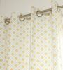 Naples Yellow & Blue Cotton 230 GSM  Geometric 5 Feet Room Darkening Eyelet Window Curtains (2 Pc)