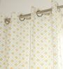 Naples Yellow & Blue Cotton 230 GSM  Geometric 7 Feet Room Darkening Eyelet Door Curtains (2 Pc)