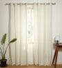 Naples Yellow & Blue Cotton 230 GSM  Geometric 7 Feet Room Darkening Eyelet Door Curtains (2 Pc)