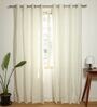 Naples Yellow & Blue Cotton 230 GSM  Geometric 9 Feet Room Darkening Eyelet Long Door Curtains (2 Pc)