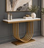 Narbonne Metal Console Table in Gold Finish with Porcelain Top