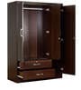 Nariko 3 Door Wardrobe with Drawers in Wenge Finish with Lock