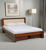 Narvik Sheesham Wood King Size Bed In Honey Oak  Finish With Drawer Storage