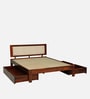 Narvik Sheesham Wood King Size Bed In Honey Oak  Finish With Drawer Storage