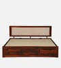 Narvik Sheesham Wood King Size Bed In Honey Oak  Finish With Hydraulic Storage