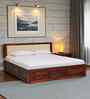 Narvik Sheesham Wood King Size Bed In Honey Oak  Finish With Hydraulic Storage