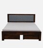 Narvik Sheesham Wood King Size Bed In Provincial Teak Finish With Drawer Storage